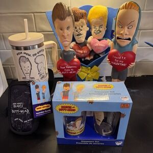 Ultimate Beavis And Butthead Bouquet, 2 Blow Molds, 2 Glass Tumblers, travel mug